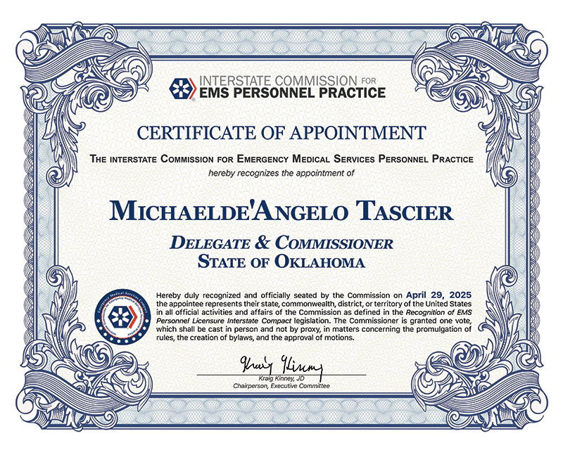 JoyFugett-Certificate.gif Commissioner Michaelde'Angelo Tascier