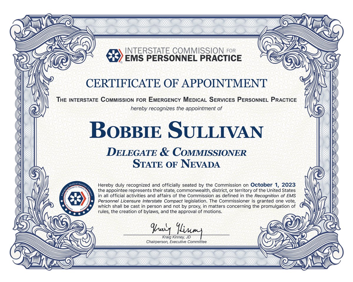 Certificate of Appointment, Commissioner Bobbie Sullivan