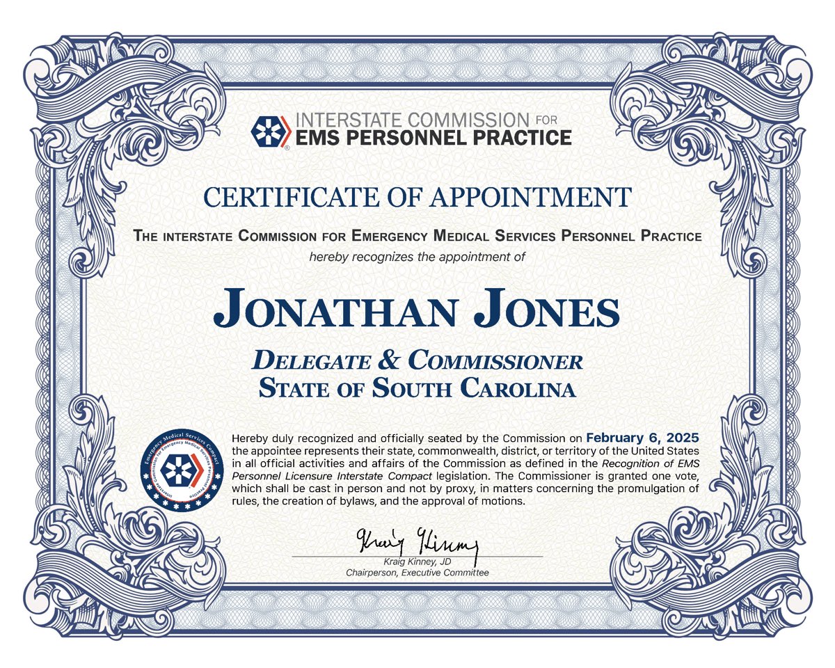 Certificate of Appointment, Commissioner Jonathan Jones