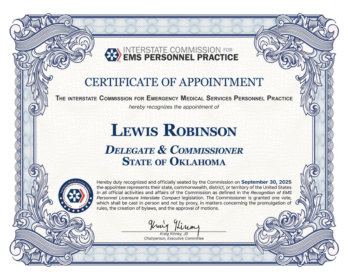 Certificate of Appointment, Commissioner Lewis Robinson