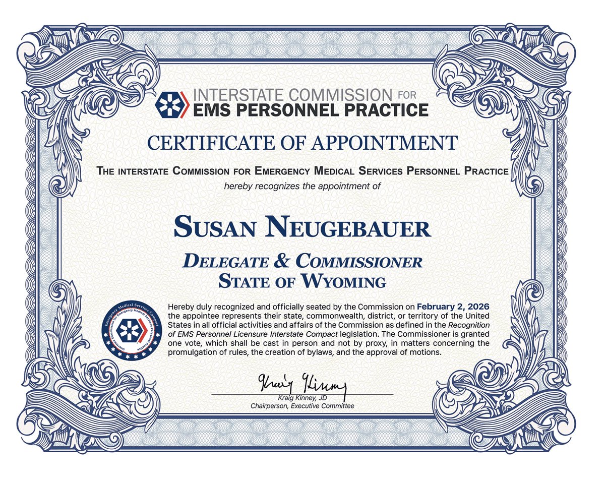 Certificate of Appointment, Commissioner Susan Neugebauer