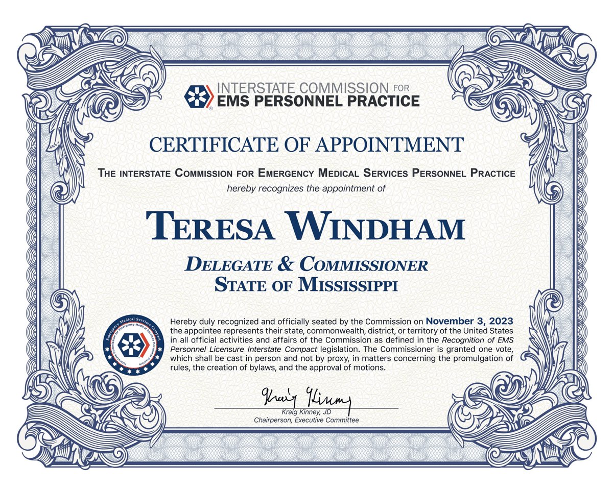 Certificate of Appointment, Commissioner Teresa Windham